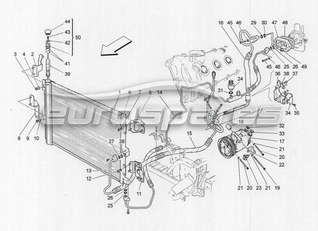 maserati grancabrio mc centenario aria condizionata: diagramma delle parti del motore