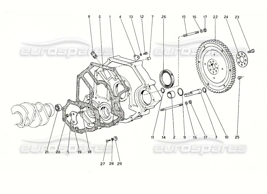 ferrari 308 gt4 dino (1976) distanziale alloggiamento volano e frizione diagramma delle parti