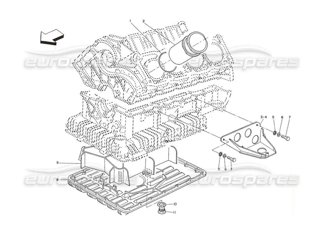 maserati shamal accessori per coppa dell'olio e blocco cilindri diagramma delle parti