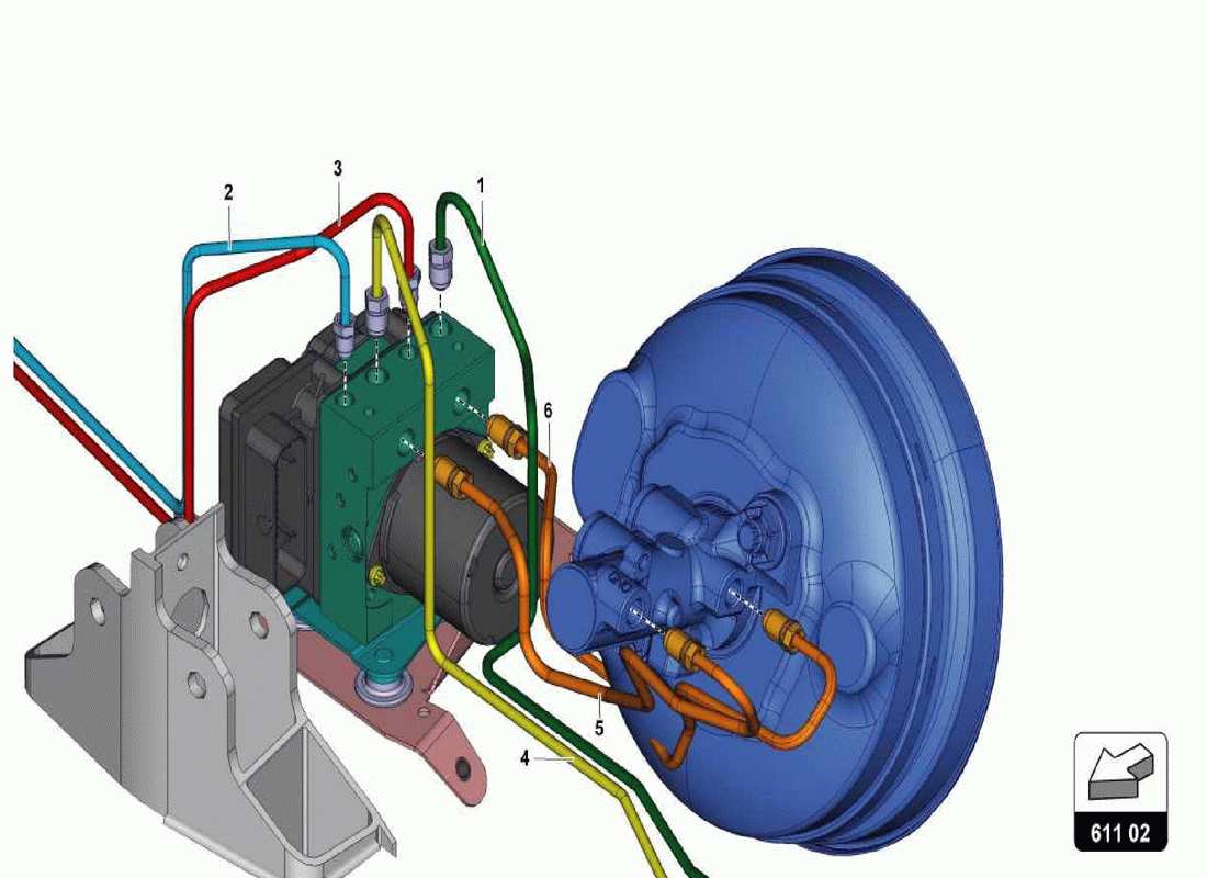 lamborghini centenario spider servofreno, tubi e sistema di depressione diagramma delle parti