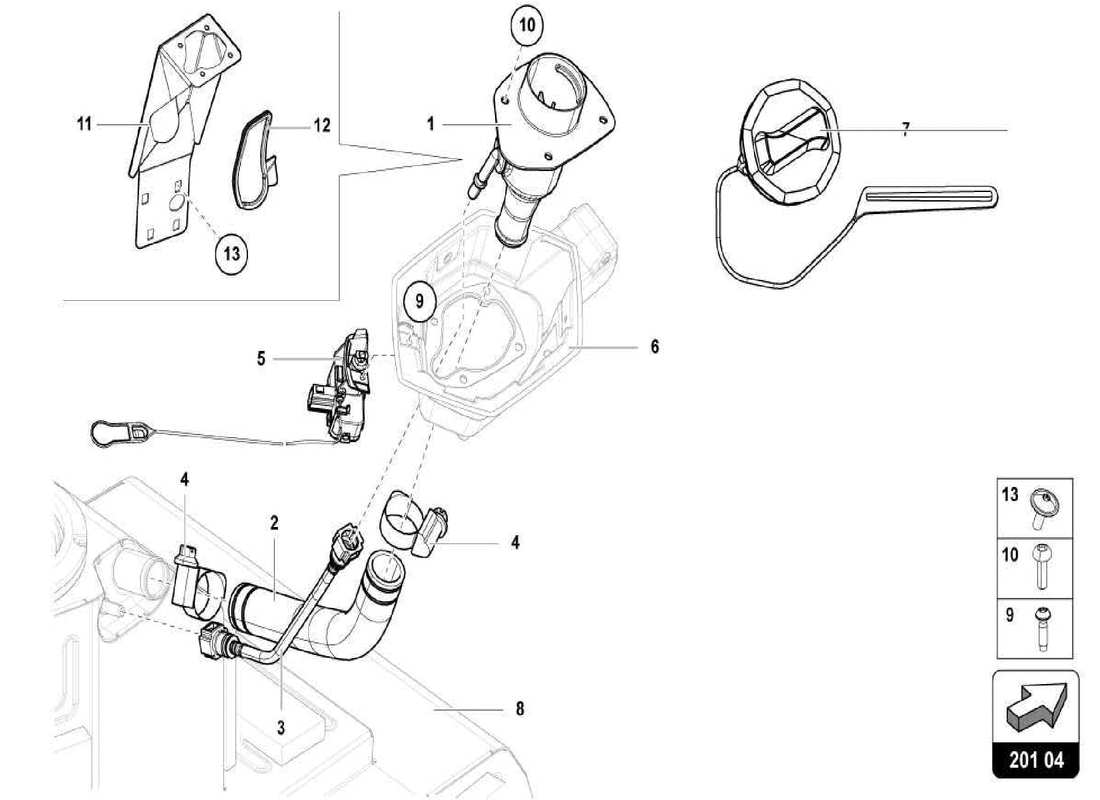 lamborghini centenario spider collo del riempimento del carburante diagramma delle parti