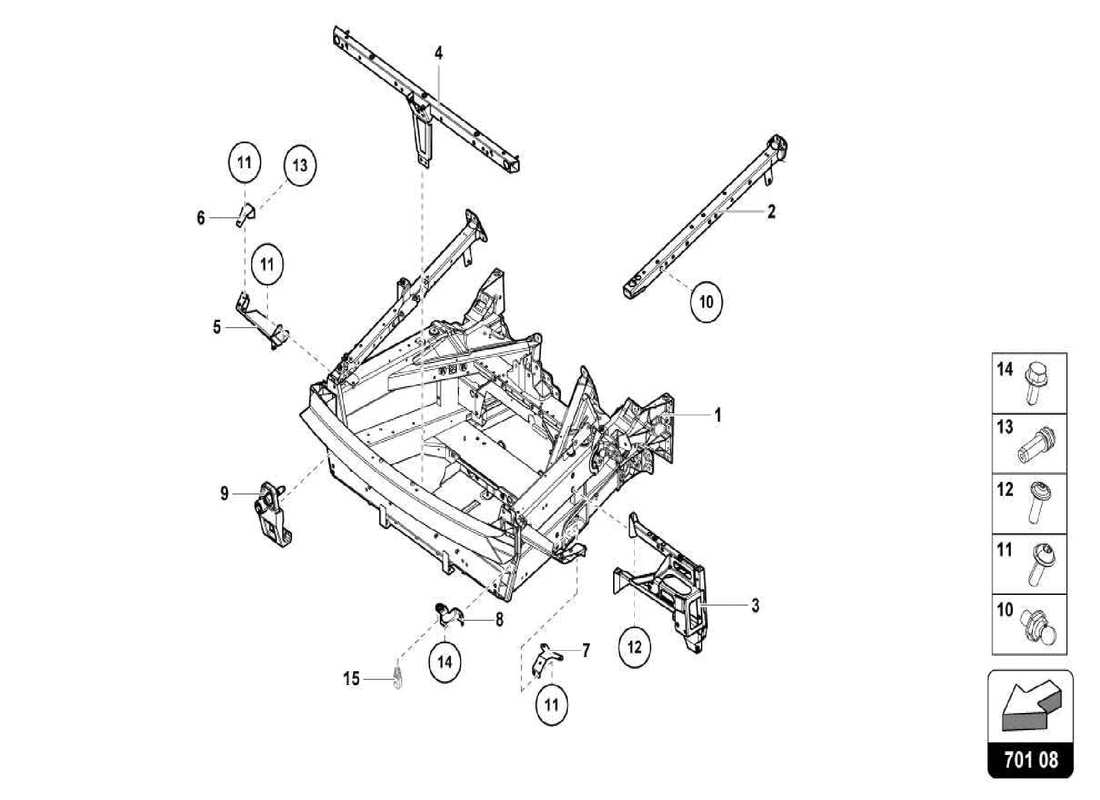 lamborghini centenario spider parte anteriore della cornice di rivestimento diagramma delle parti