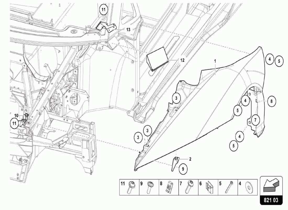 lamborghini centenario spider protezione ala diagramma delle parti