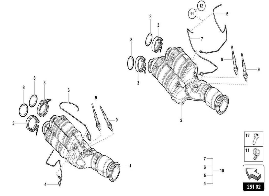 lamborghini centenario spider catalizzatore diagramma delle parti