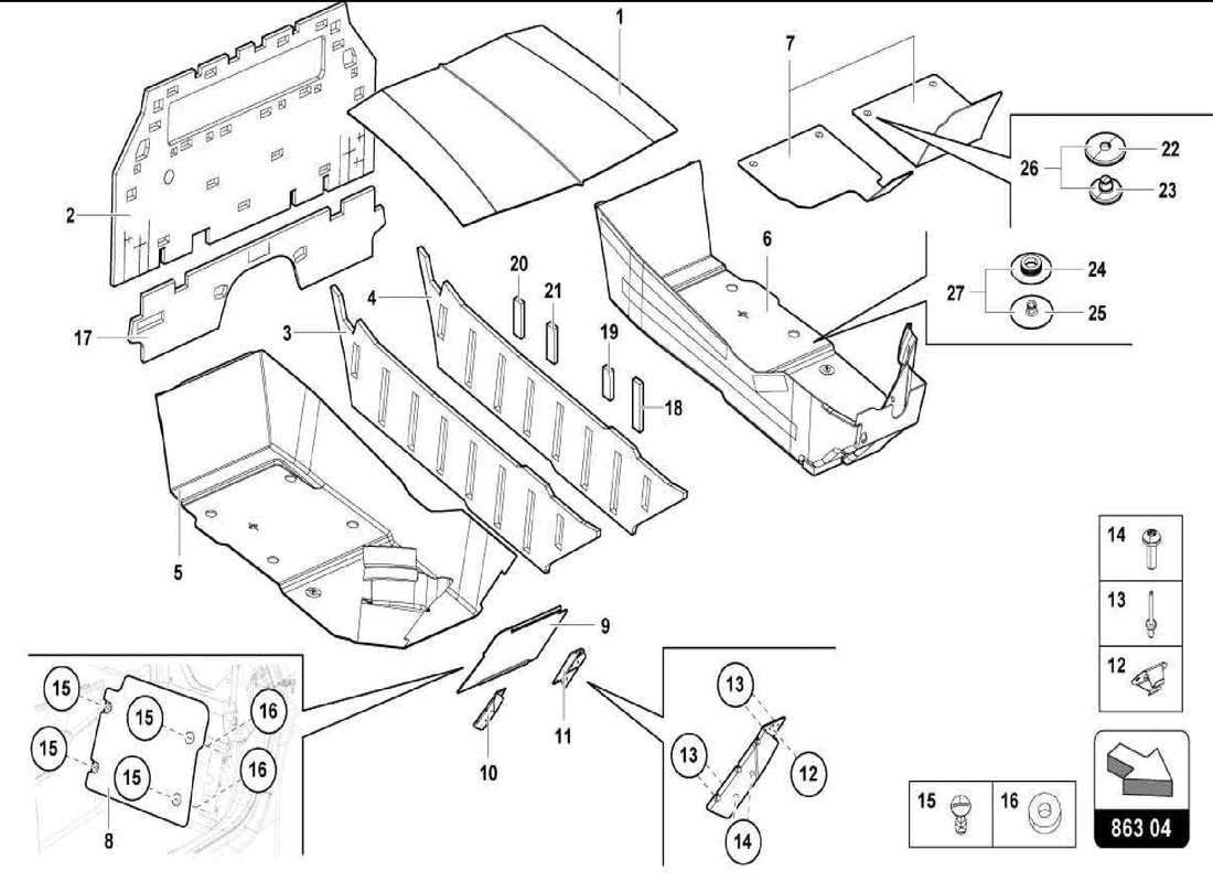 lamborghini centenario spider decorazione interna diagramma delle parti
