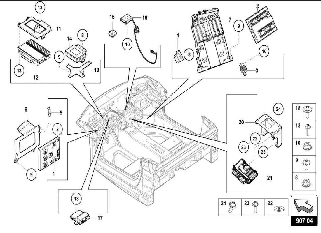 lamborghini centenario spider centraline elettroniche diagramma delle parti
