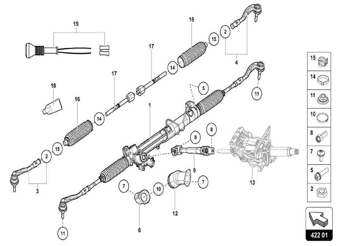 lamborghini centenario spider asta dello sterzo diagramma delle parti