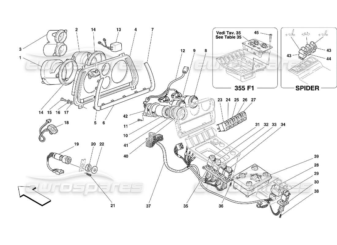 ferrari 355 (5.2 motronic) strumenti diagramma delle parti