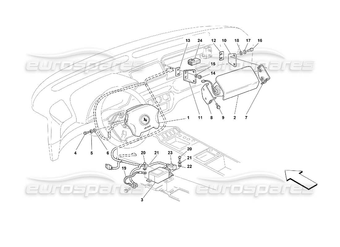 ferrari 355 (2.7 motronic) diagramma delle parti degli airbag