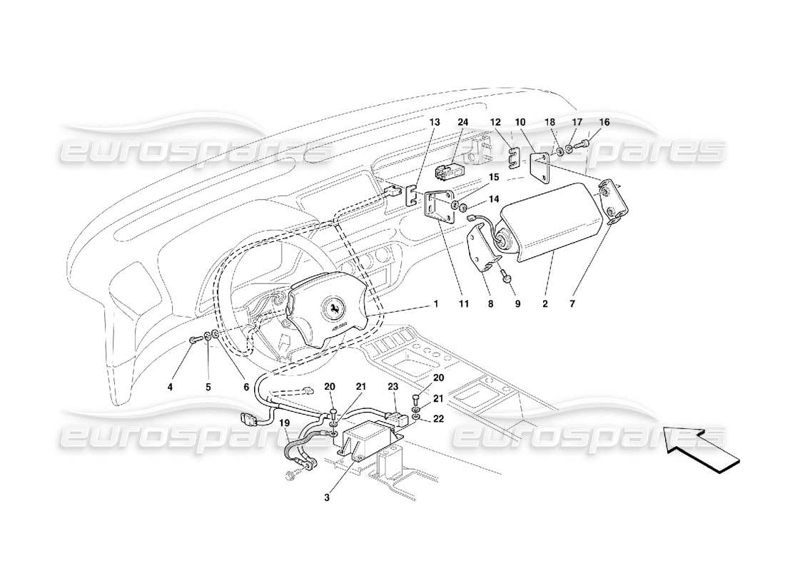 ferrari 355 (5.2 motronic) airbag diagramma delle parti