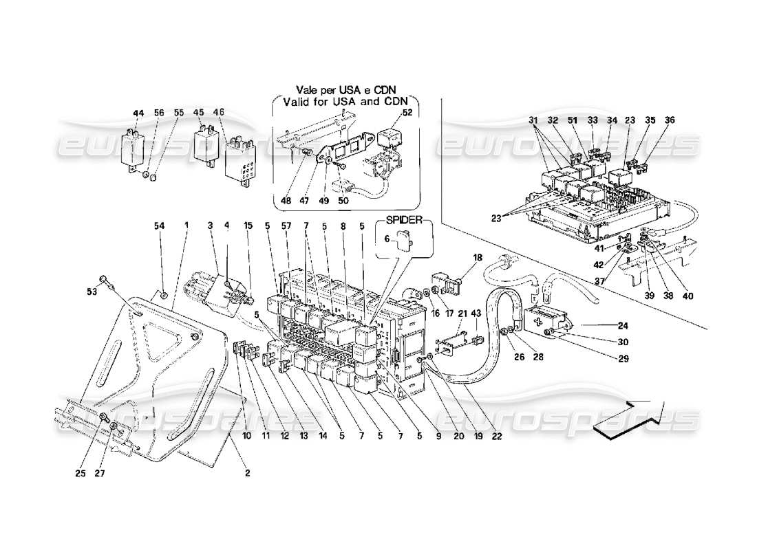 ferrari 348 (2.7 motronic) quadri elettrici diagramma delle parti