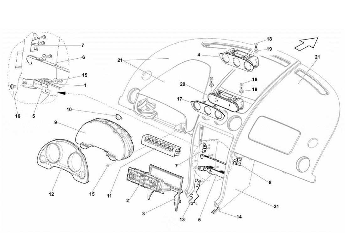 lamborghini gallardo lp570-4s perform strumenti del cruscotto diagramma delle parti