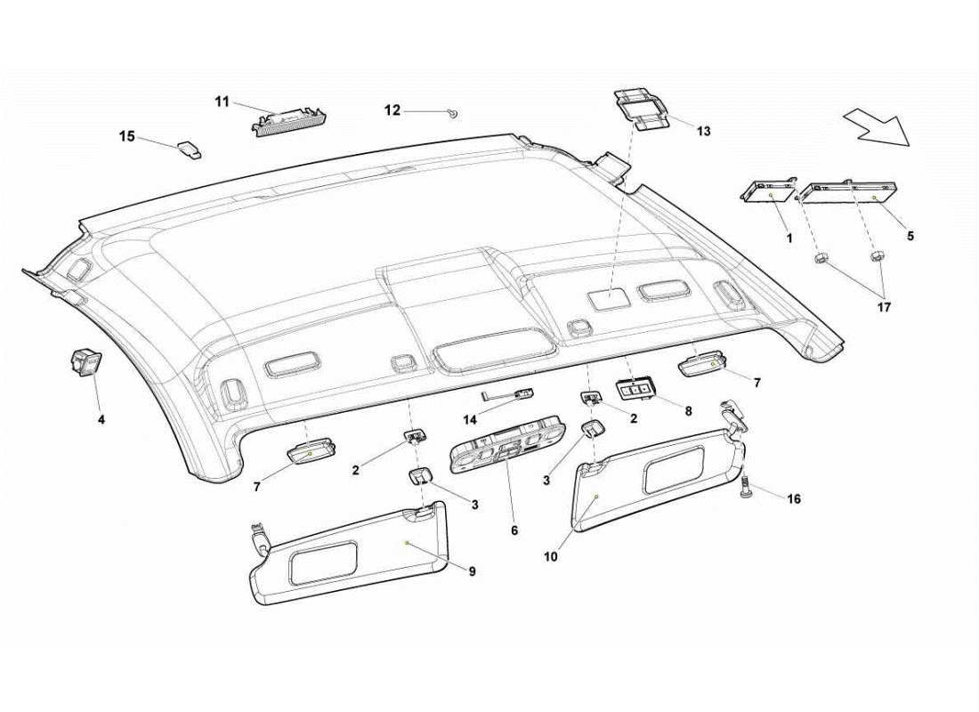 lamborghini gallardo sts ii sc accessori pannello tetto diagramma delle parti