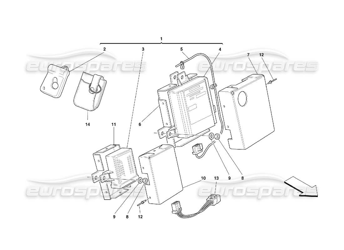 ferrari 355 (5.2 motronic) schema delle parti dei quadri e dei dispositivi elettrici antifurto