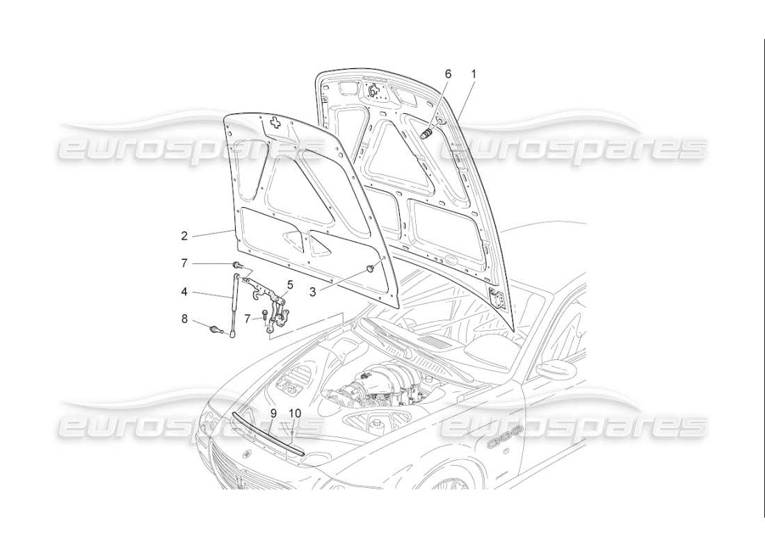 maserati qtp. (2007) 4.2 f1 diagramma delle parti del coperchio anteriore