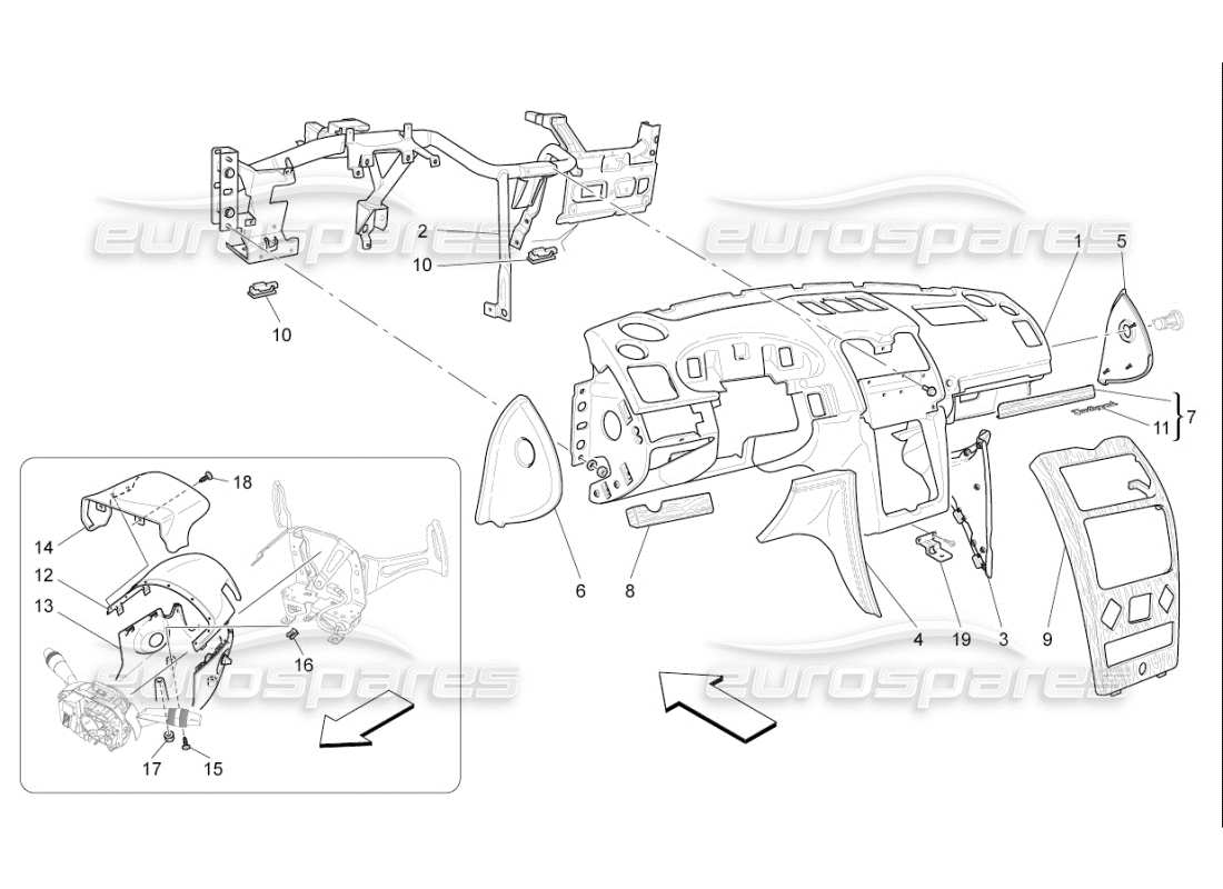 maserati qtp. (2007) 4.2 f1 unità cruscotto diagramma delle parti