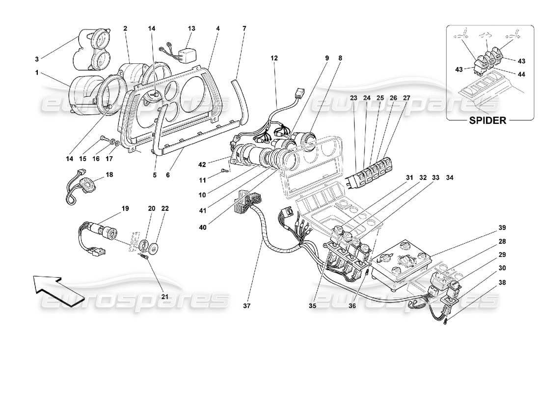 ferrari 355 (2.7 motronic) diagramma delle parti degli strumenti