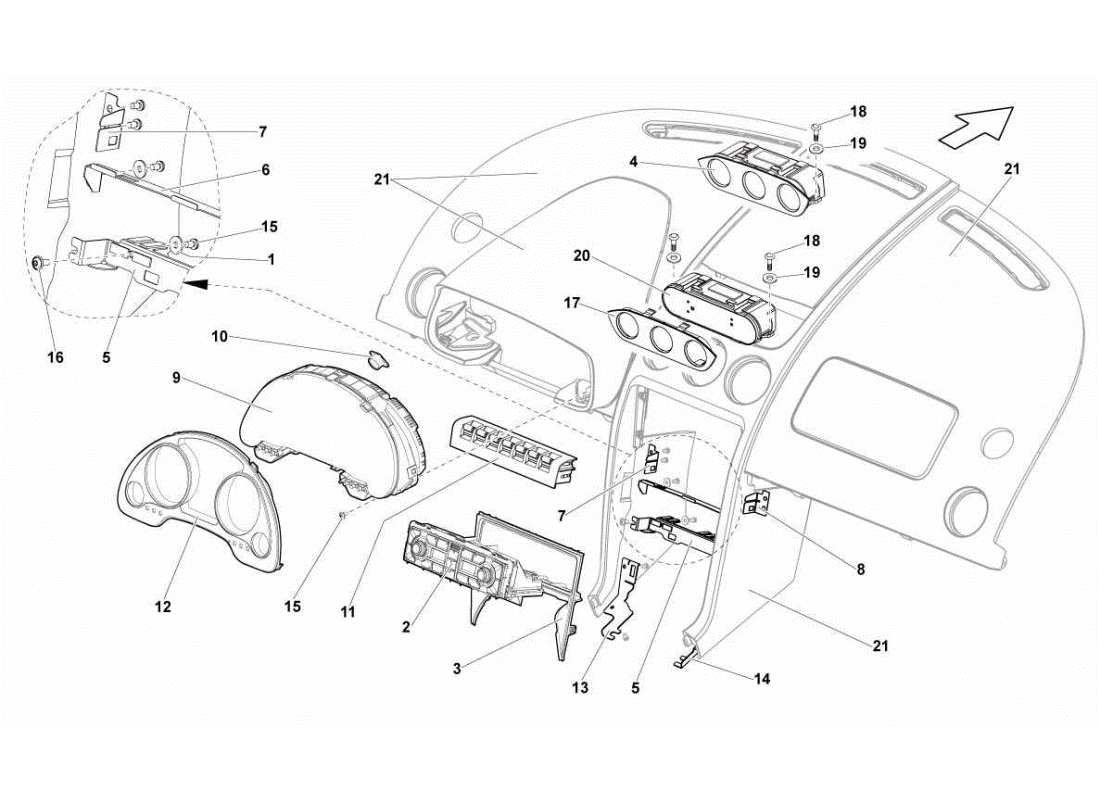 lamborghini gallardo sts ii sc strumenti del cruscotto diagramma delle parti
