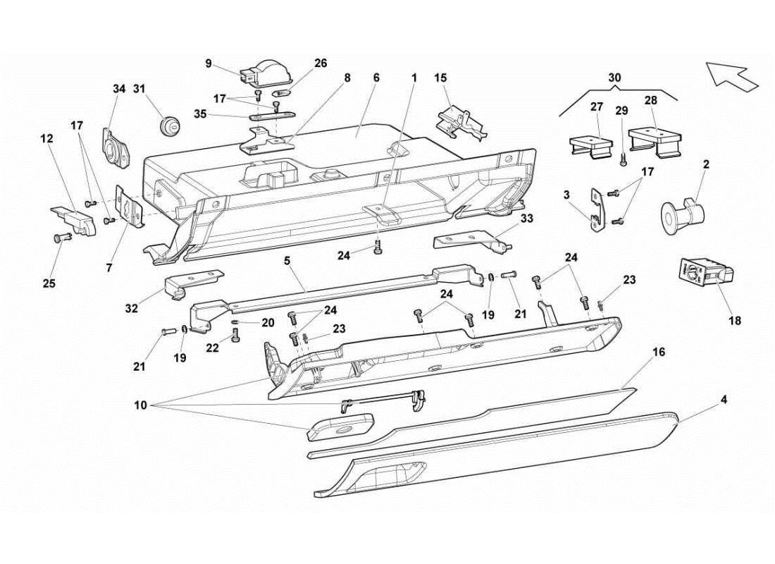 lamborghini gallardo sts ii sc cassetto lato passeggero diagramma delle parti