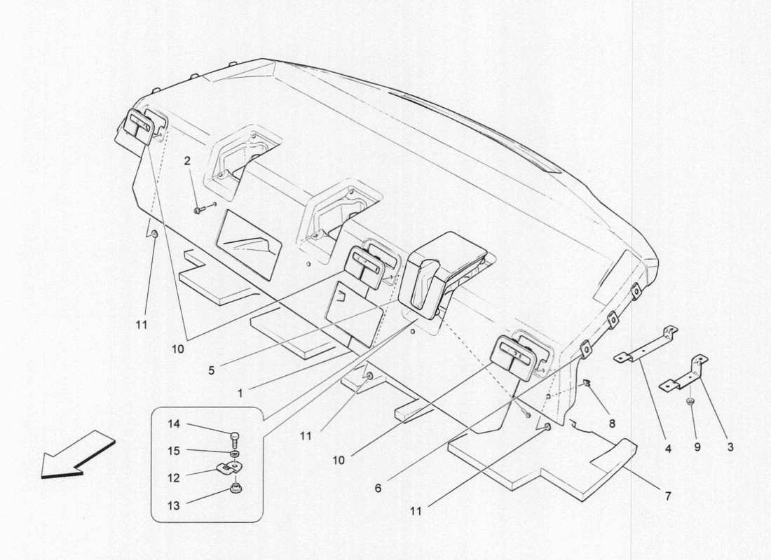 maserati qtp. v6 3.0 tds 275bhp 2017 ripiano posteriore diagramma delle parti