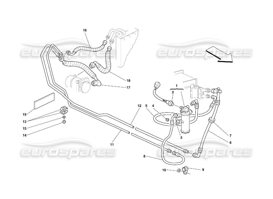 ferrari 355 (5.2 motronic) sistema di aria condizionata diagramma delle parti