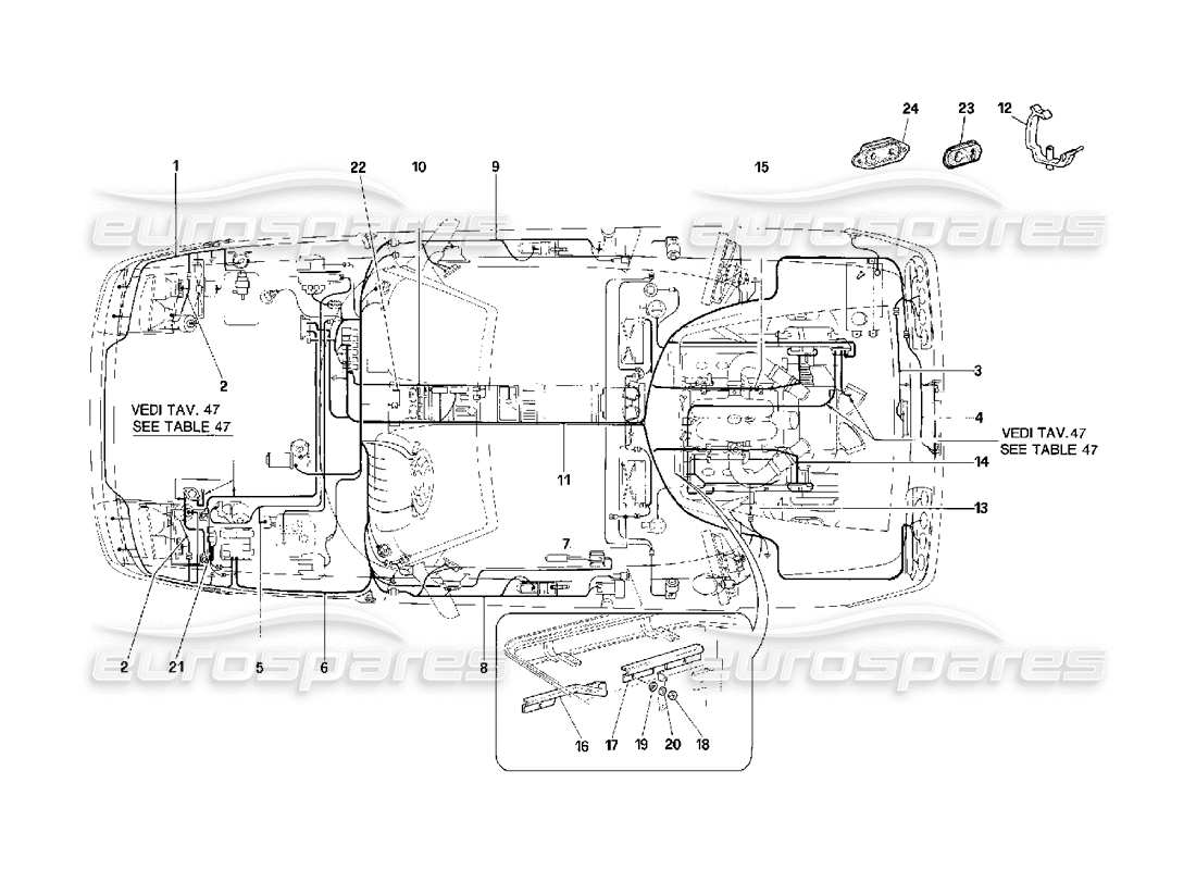 ferrari 348 (2.7 motronic) schema delle parti dell'impianto elettrico