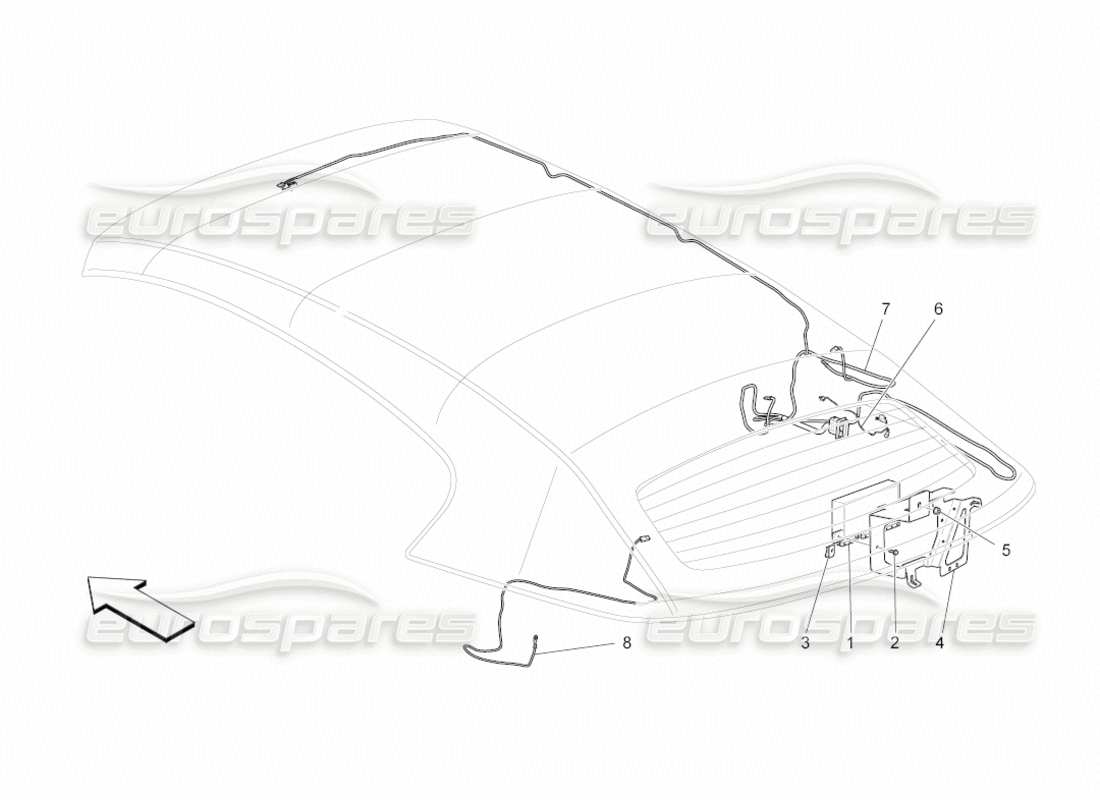 maserati grancabrio (2010) 4.7 capote elettrica: diagramma delle parti del controllo elettronico