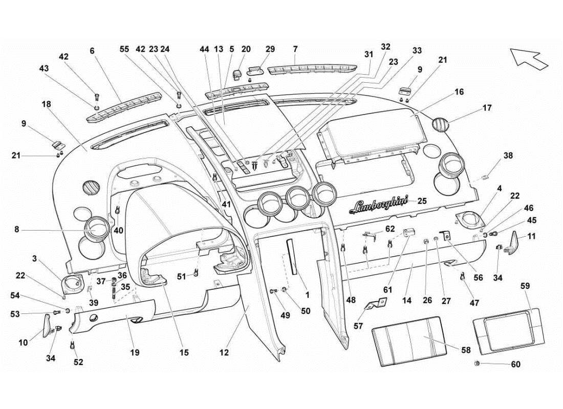 lamborghini gallardo sts ii sc pannello di controllo diagramma delle parti