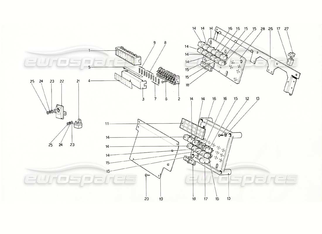 ferrari 308 gt4 dino (1976) schema delle parti di fusibili e relè