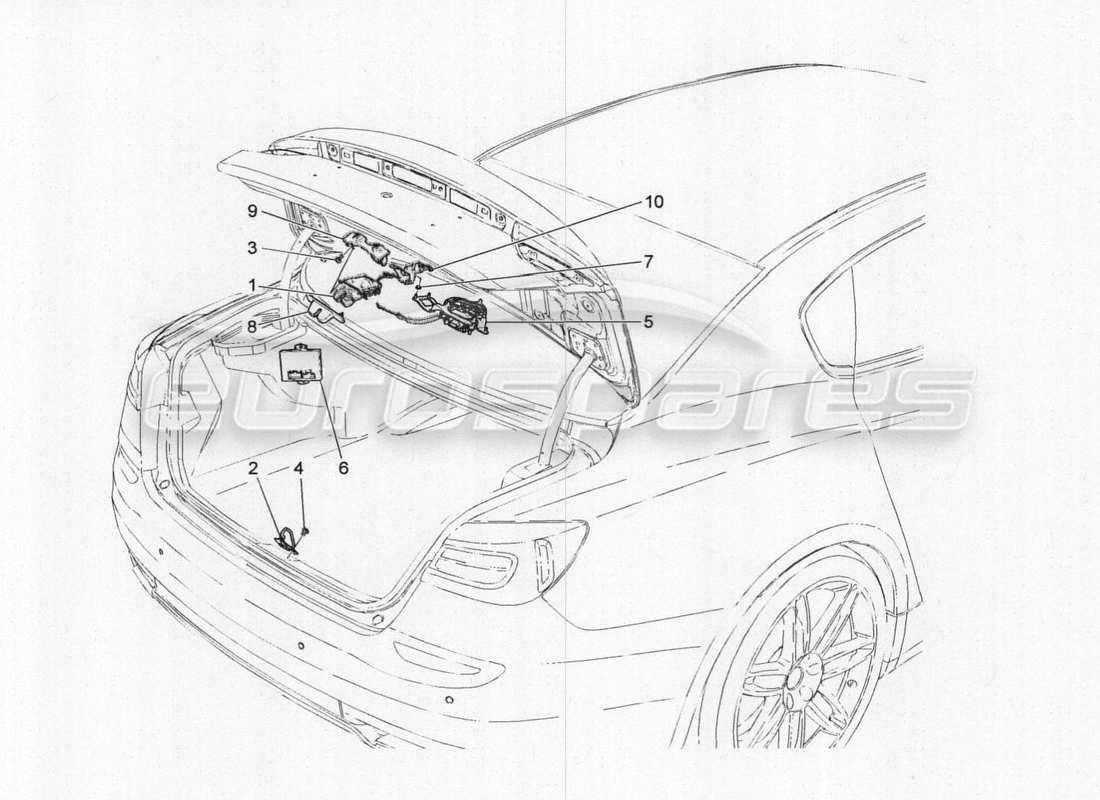 maserati qtp. v8 3.8 530bhp 2014 auto comando apertura portellone posteriore diagramma delle parti