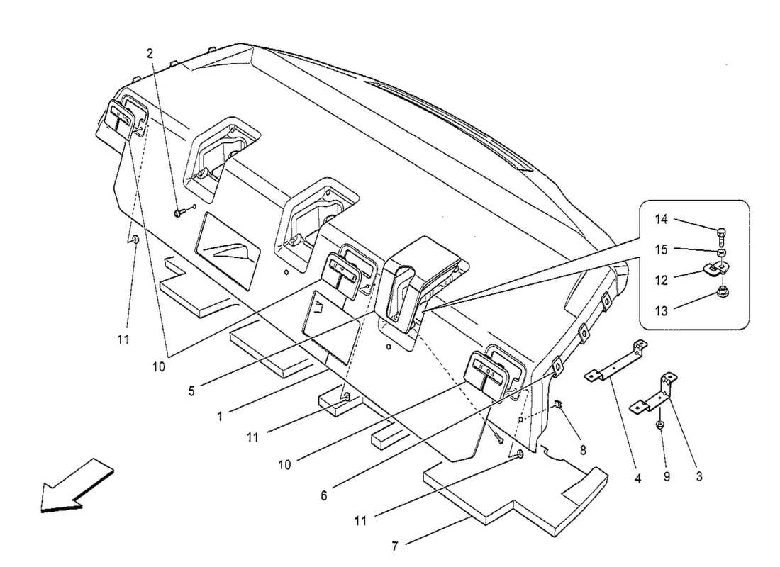 maserati qtp. v8 3.8 530bhp 2014 ripiano posteriore diagramma delle parti