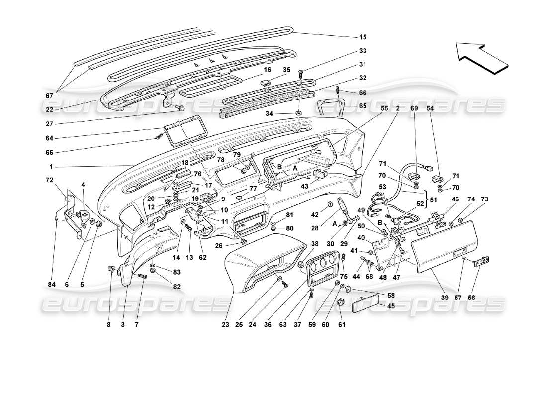 ferrari 355 (2.7 motronic) diagramma delle parti del cruscotto