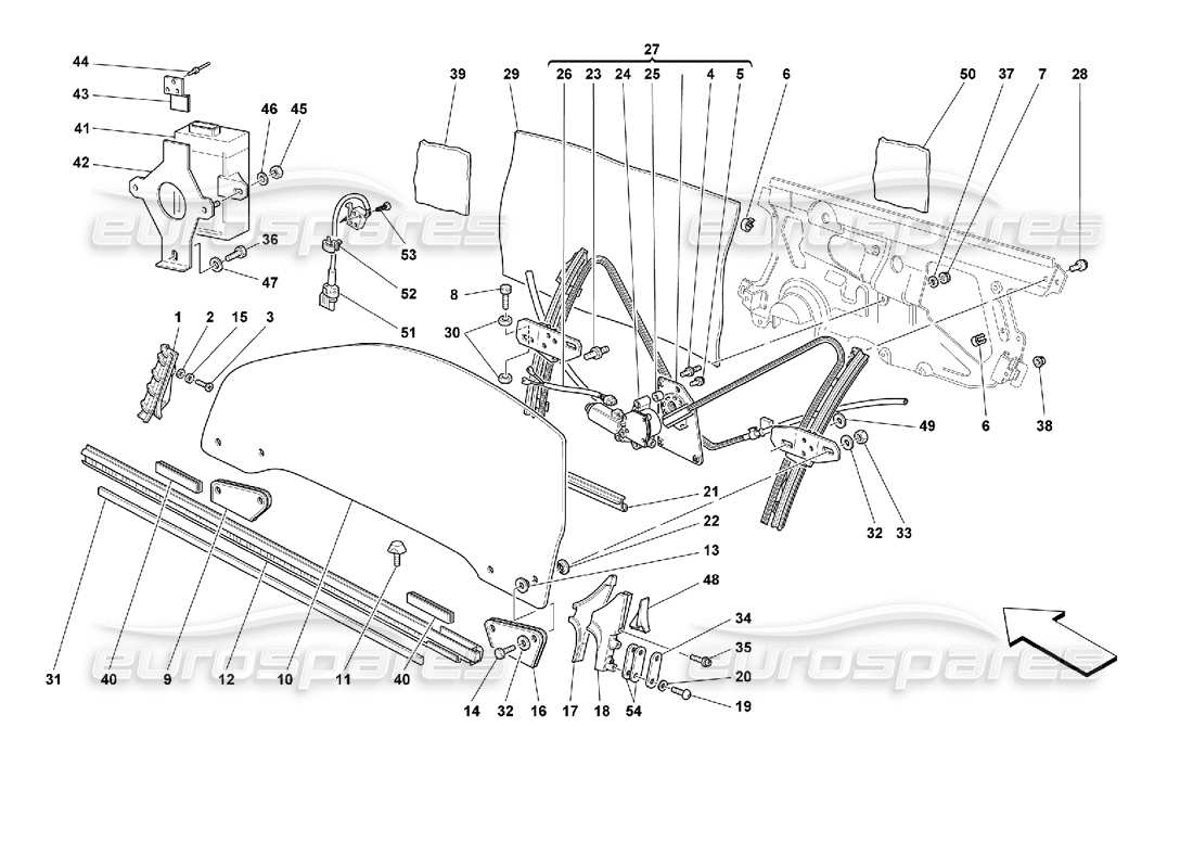 ferrari 355 (2.7 motronic) porte - dispositivo sollevamento vetro diagramma delle parti