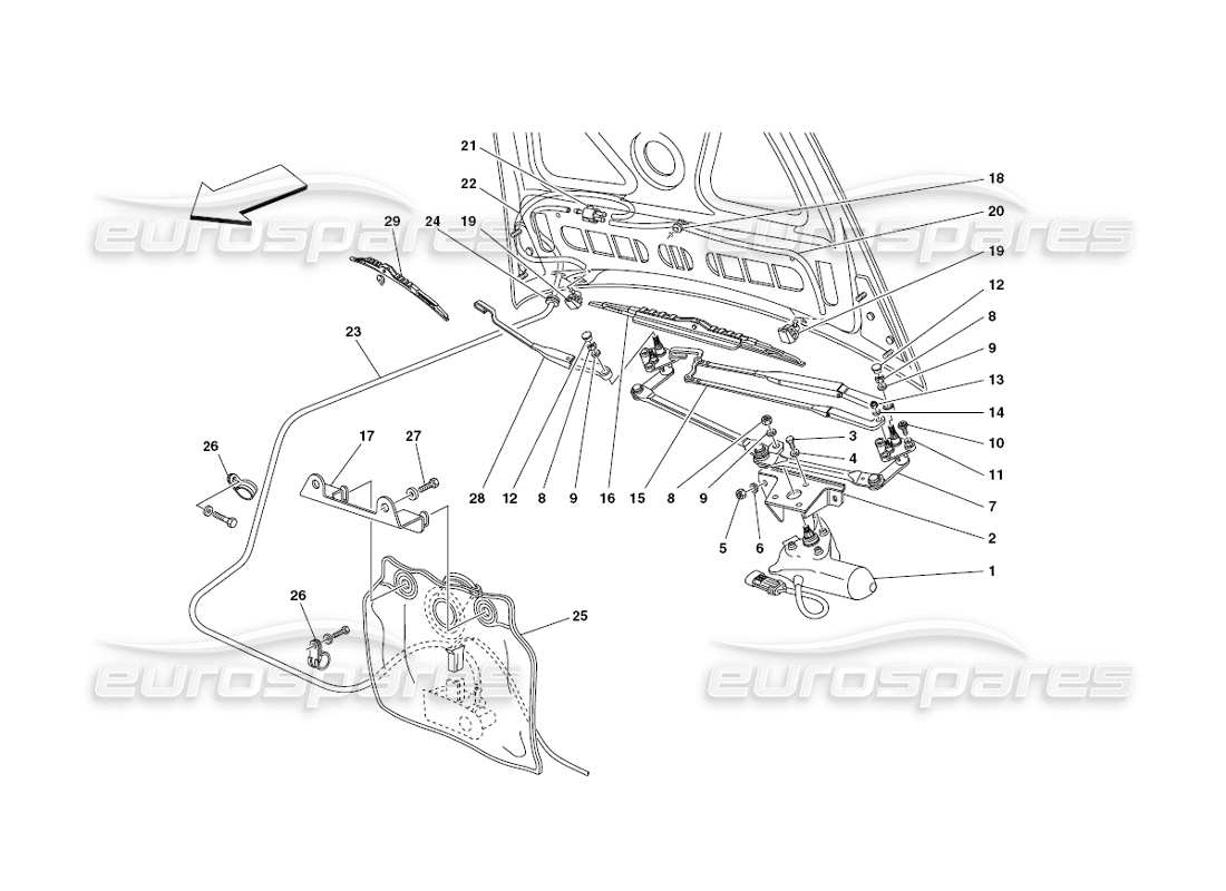 ferrari 430 challenge (2006) schema delle parti del parabrezza e rondella