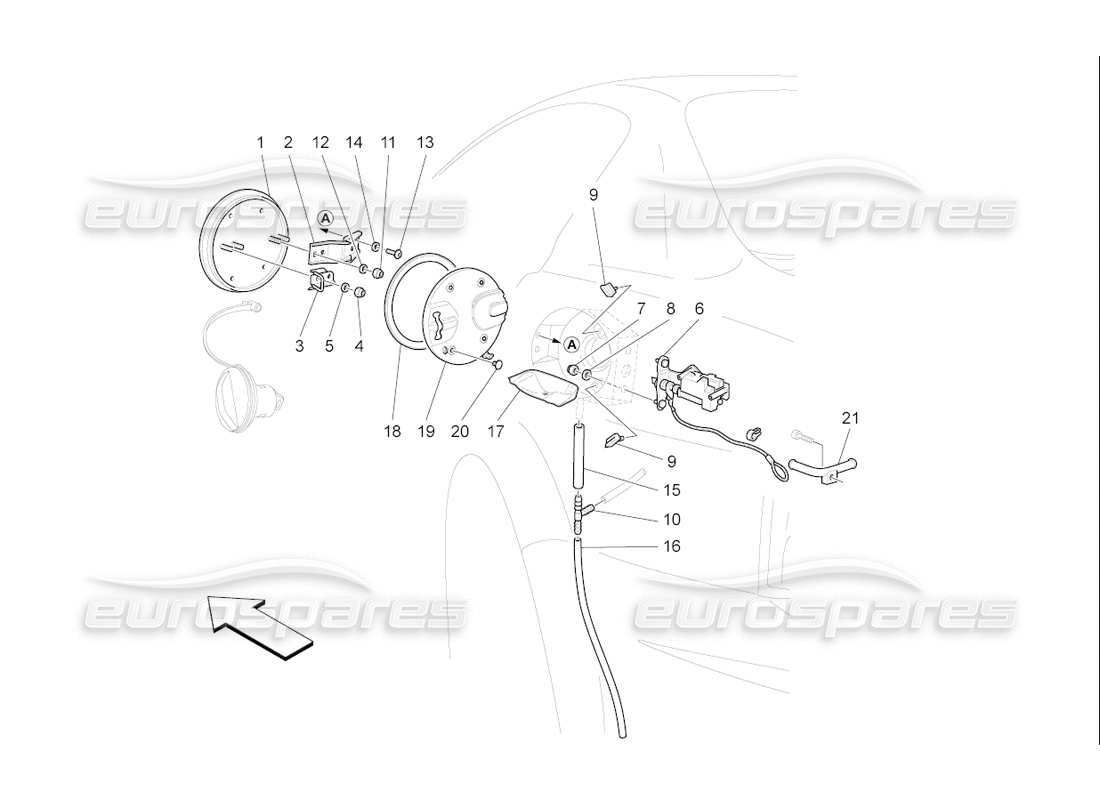 maserati qtp. (2006) 4.2 f1 sportello e comandi serbatoio carburante diagramma delle parti