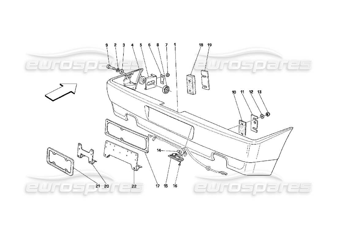 ferrari 348 (2.7 motronic) paraurti posteriore diagramma delle parti