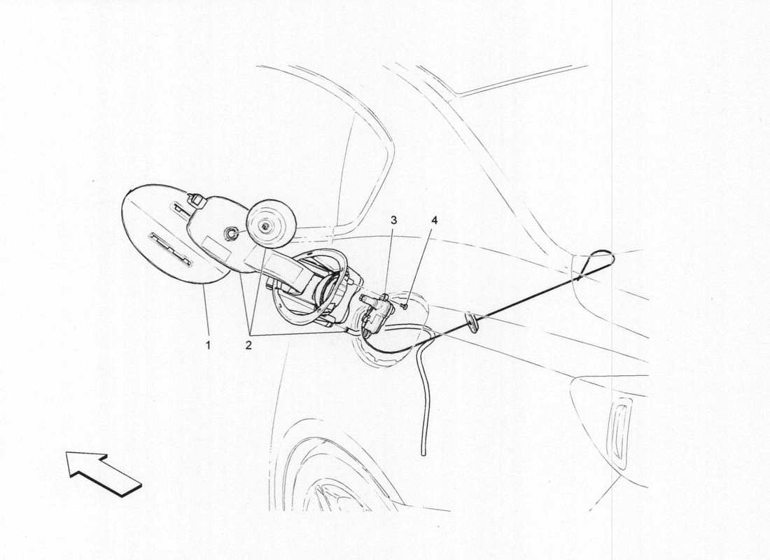 maserati qtp. v6 3.0 bt 410bhp 2015 schema delle parti dello sportello del serbatoio del carburante e dei controlli