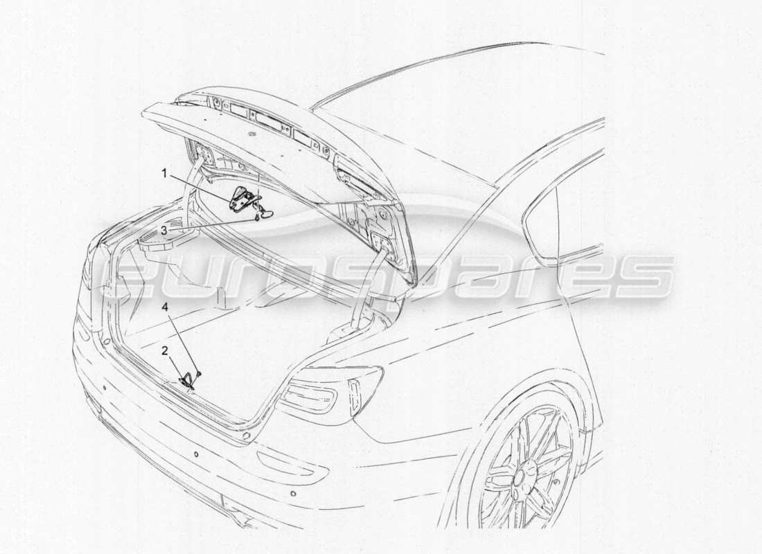 maserati qtp. v8 3.8 530bhp auto 2015 schema delle parti del pulsante di apertura del coperchio posteriore