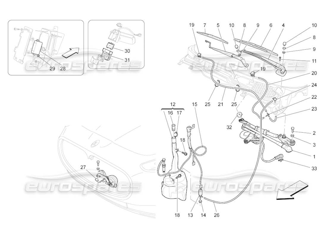 maserati grancabrio (2010) 4.7 diagramma delle parti dei dispositivi esterni del veicolo