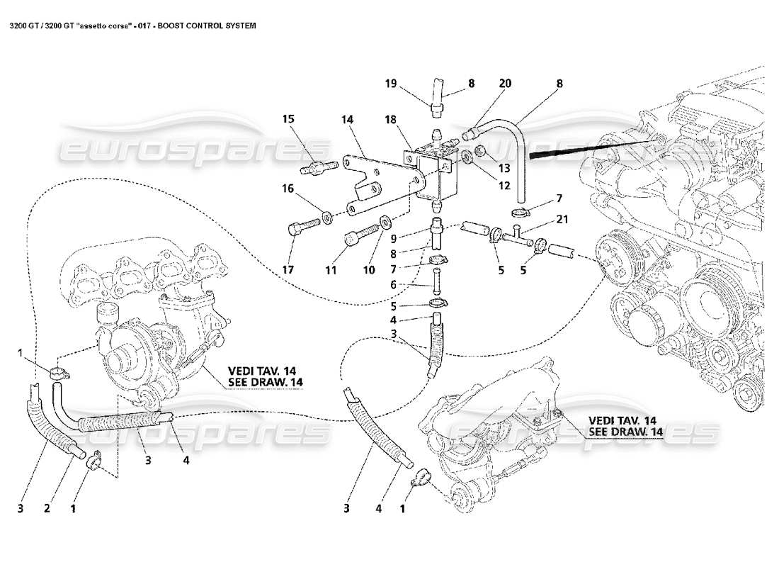 maserati 3200 gt/gta/assetto corsa diagramma delle parti del sistema di controllo boost