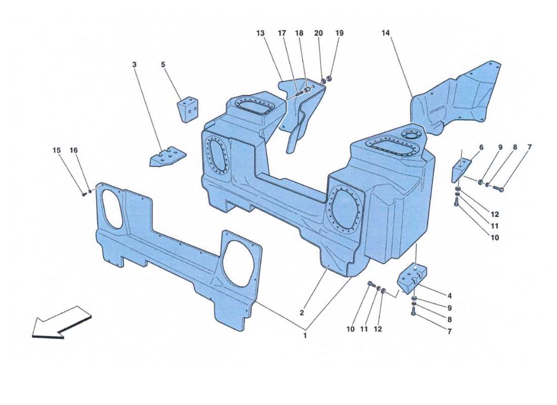 ferrari 458 challenge serbatoi carburante - fissaggi e protezioni diagramma delle parti