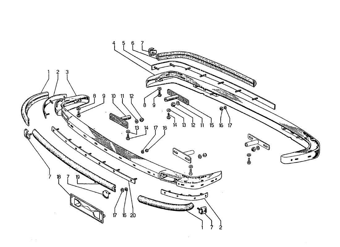 lamborghini jarama paraurti anteriore e posteriore diagramma delle parti