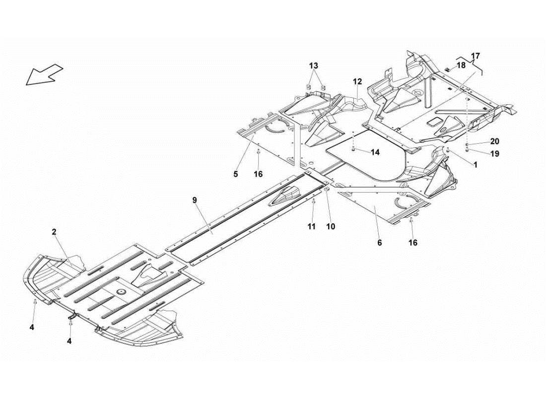 lamborghini gallardo sts ii sc pannelli del pavimento con telaio diagramma delle parti