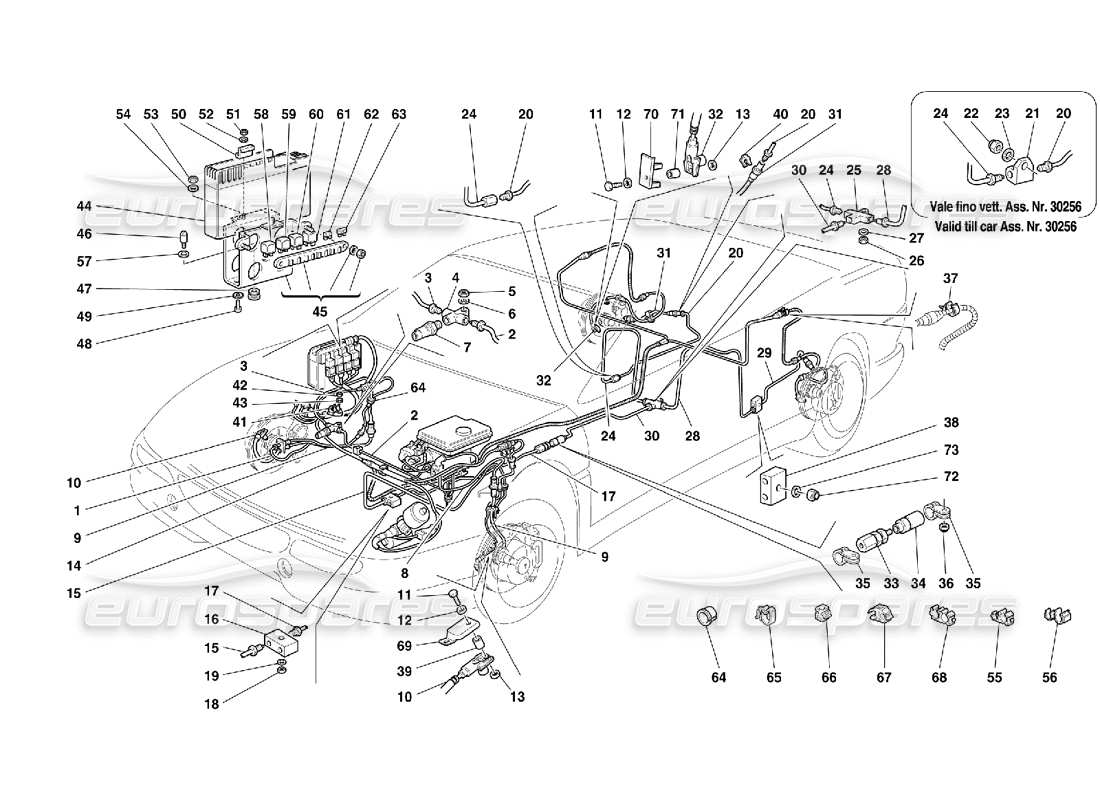 ferrari 355 (5.2 motronic) sistema frenante abs teves diagramma delle parti