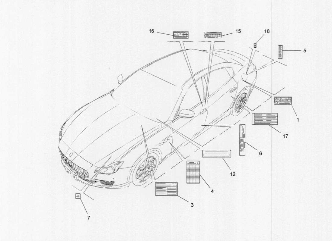 maserati qtp. v6 3.0 tds 275bhp 2017 diagramma delle parti delle piastre