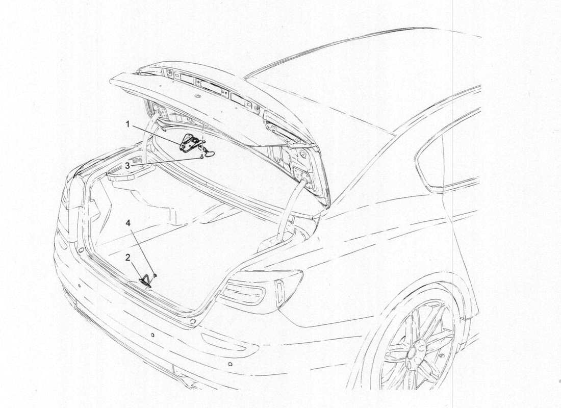 maserati qtp. v6 3.0 bt 410bhp 2wd 2017 schema delle parti del controllo dell'apertura del cofano posteriore
