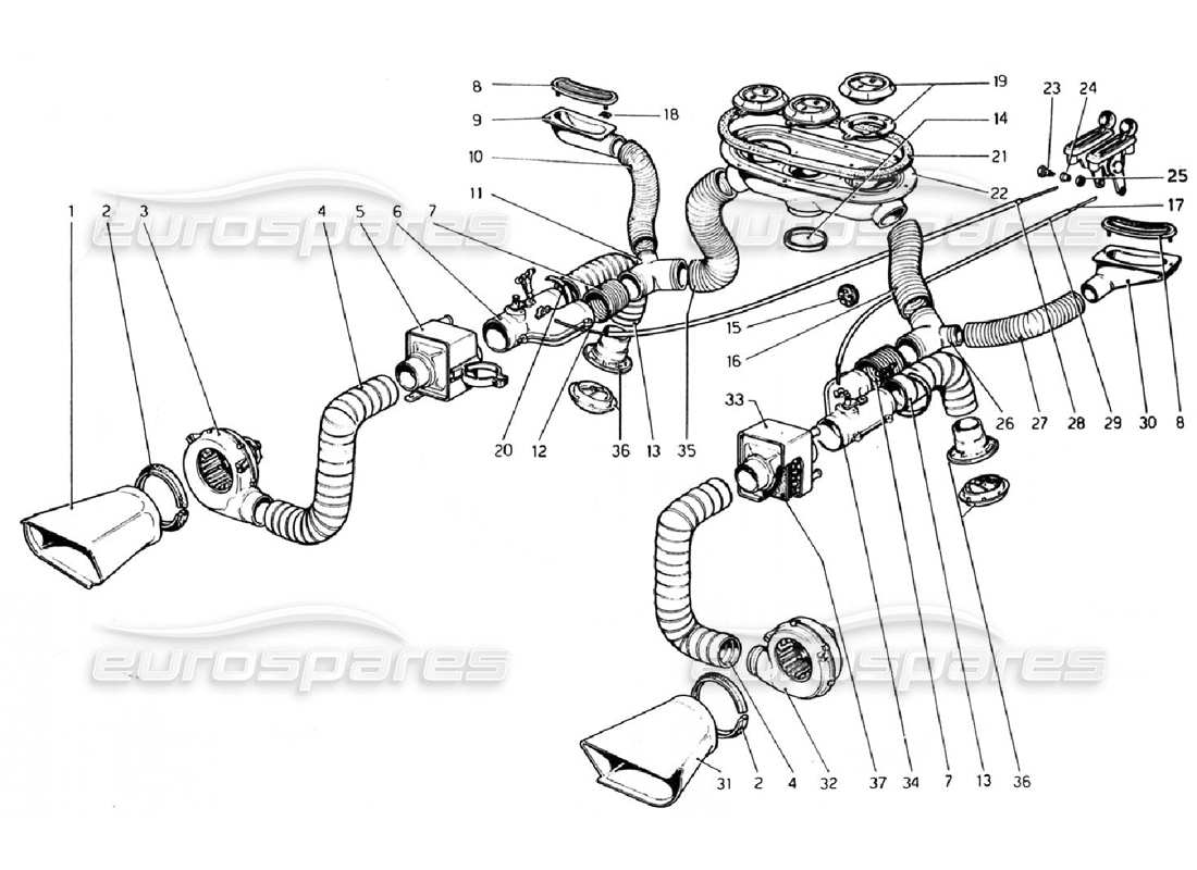 ferrari 308 gtb (1976) sistema di riscaldamento diagramma delle parti