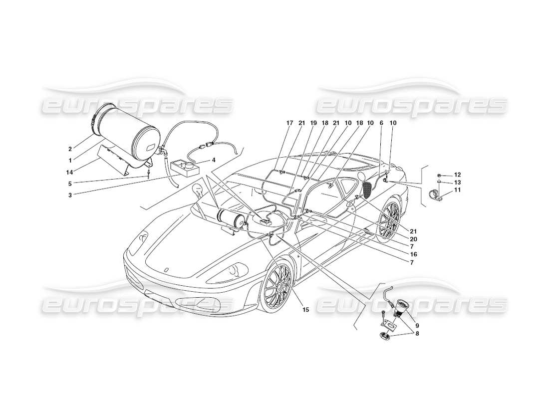 ferrari 430 challenge (2006) diagramma delle parti del sistema ignifugo
