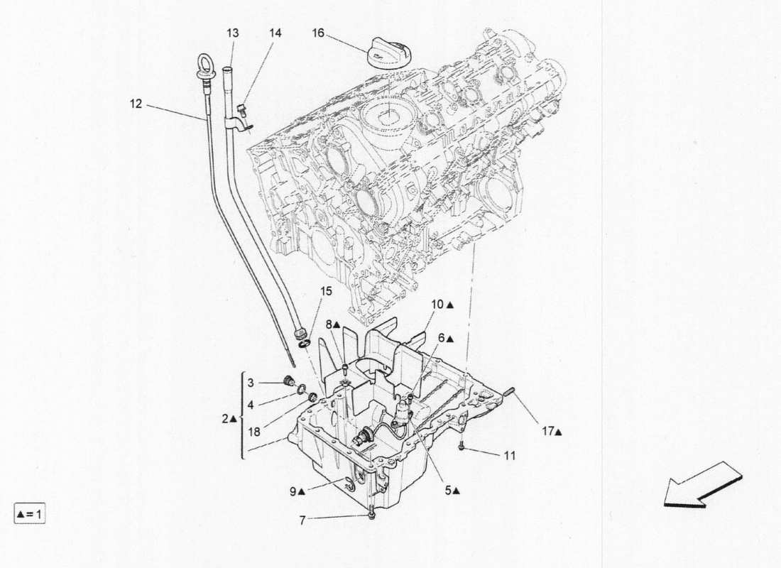 maserati qtp. v6 3.0 bt 410bhp 2wd 2017 sistema di lubrificazione: circuito e raccolta diagramma delle parti