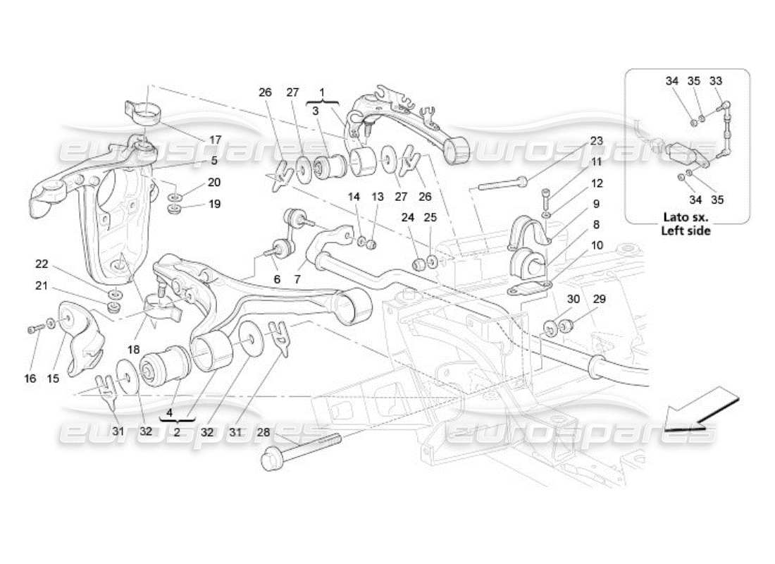 maserati qtp. (2005) 4.2 sospensioni anteriori diagramma delle parti